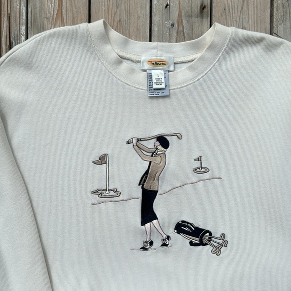 Talbots Vintage Embroidered Golf Crewneck - Picture 1 of 4